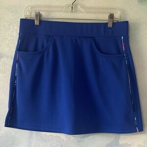 NWOT L Pebble Beach Dry Luxe Performance Royal Blue Athletic Skort with pockets